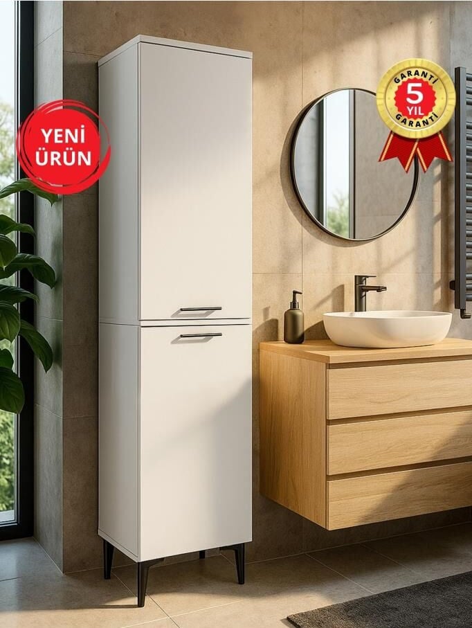 Dorpek Singa Kirli Sepetli Çok Amaçlı Dolap & Çamaşır Makinesi Kirli Sepeti & Banyo Kirli Dolabı | Beyaz