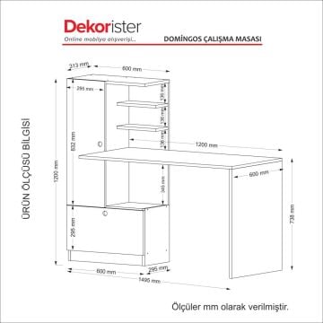 Domingos Kitaplıklı Çalışma Masası Beyaz-Ceviz