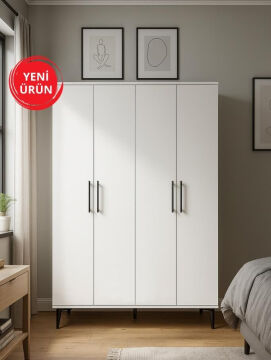 Dorpek Nuna 4 Kapaklı Gardırop – 180x120 cm Genç ve Yatak Odası Dolabı