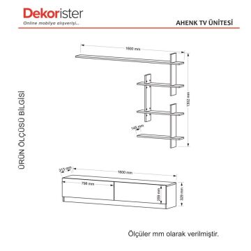 Ahenk Duvar Raflı Tv Ünitesi Beyaz