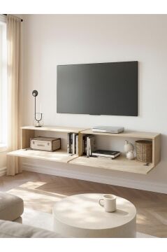 Dorpek Modern Espanse Tv Ünitesi Traverten 180 cm , Modern ve Kolay Kurulum, Gold Detaylı