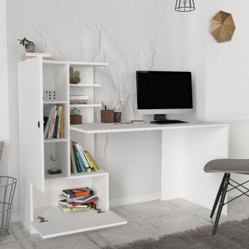 Domingos Kitaplıklı Çalışma Masası Beyaz