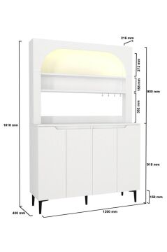 Dorpek Melinta 4 Kapaklı LED’li Mutfak Dolabı – Kahve Köşesi & Çok Amaçlı Dolap