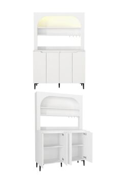 Dorpek Melinta 4 Kapaklı LED’li Mutfak Dolabı – Kahve Köşesi & Çok Amaçlı Dolap