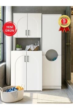 Dorpek Kalira Çamaşır Makinesi Dolabı & Verga Çok Amaçlı Dolap Beyaz