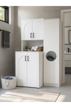 Dorpek Kalira Çamaşır Makinesi Dolabı & Verga Çok Amaçlı Dolap Beyaz