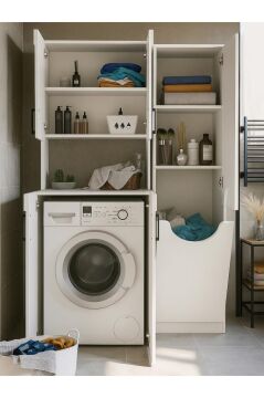 Dorpek Kalira Çamaşır Makinesi Dolabı & Verga Çok Amaçlı Dolap Beyaz