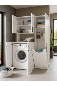 Dorpek Kalira Çamaşır Makinesi Dolabı & Verga Çok Amaçlı Dolap Beyaz