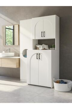 Dorpek Kalira Çamaşır Makinesi Dolabı & Verga Çok Amaçlı Dolap Beyaz