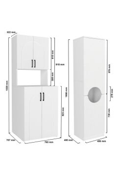 Dorpek Kalira Çamaşır Makinesi Dolabı & Verga Çok Amaçlı Dolap Beyaz