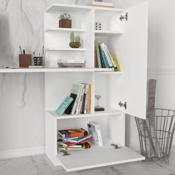 Merinos Kitaplıklı Çalışma Masası Beyaz