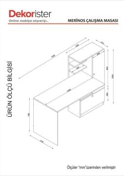 Merinos Kitaplıklı Çalışma Masası Beyaz