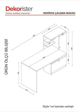 Dekorister Merinos Beyaz Kitaplıklı Çalışma Masası - Çekmeceli Raflı Bilgisayar ve Ders Masası
