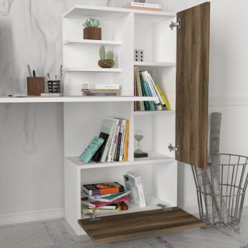 Merinos Kitaplıklı Çalışma Masası Beyaz-Ceviz