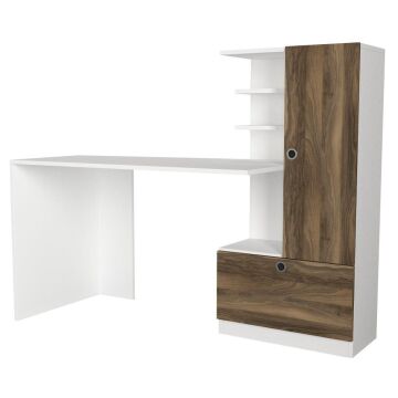 Merinos Kitaplıklı Çalışma Masası Beyaz-Ceviz