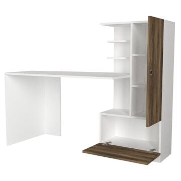 Merinos Kitaplıklı Çalışma Masası Beyaz-Ceviz