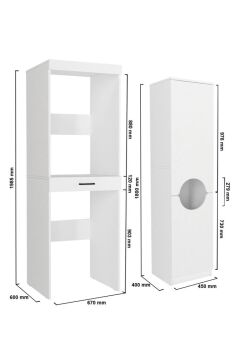 Dorpek Fika Çamaşır ve Kurutma Makinesi Dolabı & Verga Kirli Sepetli Çok Amaçlı Dolap Beyaz