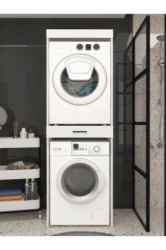 Dorpek Fika Çamaşır ve Kurutma Makinesi Dolabı – Beyaz - Çok Amaçlı Dolap - Banyo Dolabı