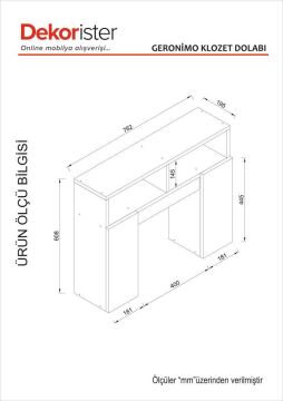 Dekorister Geronimo Beyaz Klozet Üstü Dolap - Kapaklı Raflı Çok Amaçlı Banyo Düzenleyici