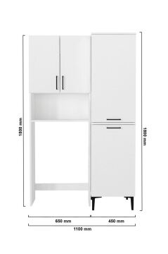 Dorpek Brillon Çamaşır Makinesi Dolabı & Singa Kirli Sepetli Çok Amaçlı Dolap Beyaz