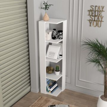 Venita Köşe Kitaplık Beyaz