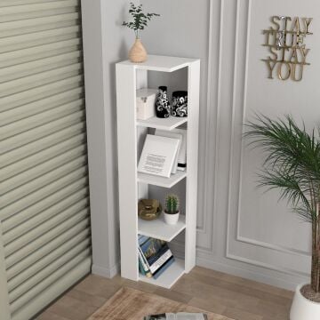 Venita Köşe Kitaplık Beyaz