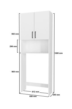 Dorpek Brillon Çamaşır Makinesi Dolabı – Banyo Dolabı & Çamaşır Odası Uyumlu Dolap, Çok Amaçlı Dolap Beyaz