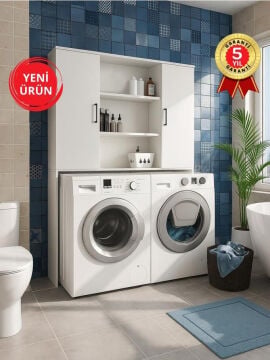 Dorpek Adara 2 Kapaklı Çamaşır ve Kurutma Makinesi Dolabı – Beyaz