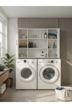 Dorpek Adara 2 Kapaklı Çamaşır ve Kurutma Makinesi Dolabı – Beyaz