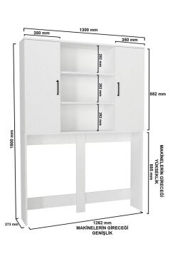 Dorpek Adara 2 Kapaklı Çamaşır ve Kurutma Makinesi Dolabı – Beyaz