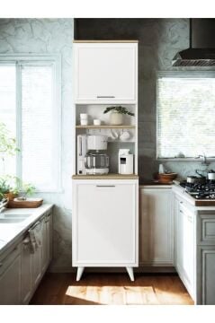 Potter 1 Kapaklı Mutfak Dolabı Kahve Köşesi Çok Amaçlı Dolap Beyaz - Rota 55 Cm