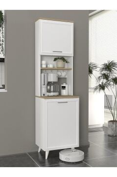 Potter 1 Kapaklı Mutfak Dolabı Kahve Köşesi Çok Amaçlı Dolap Beyaz - Rota 55 Cm