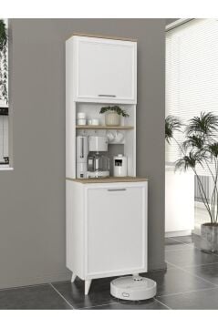 Potter 1 Kapaklı Mutfak Dolabı Kahve Köşesi Çok Amaçlı Dolap Beyaz - Rota 55 Cm