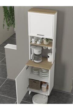 Potter 1 Kapaklı Mutfak Dolabı Kahve Köşesi Çok Amaçlı Dolap Beyaz - Rota 55 Cm
