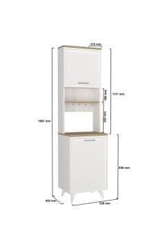 Potter 1 Kapaklı Mutfak Dolabı Kahve Köşesi Çok Amaçlı Dolap Beyaz - Rota 55 Cm