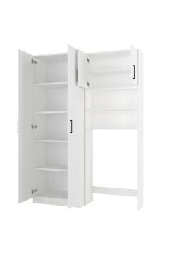 Dorpek Lumy Çamaşır Makinesi Dolabı -tuco 2 Kapaklı 5 Raflı Çok Amaçlı Dolap Kiler Dolabı Beyaz