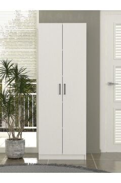 Tuco 2 Kapaklı 5 Raflı Mutfak Dolabı Çok Amaçlı Dolap Kiler Dolabı Beyaz