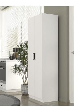 Tuco 2 Kapaklı 5 Raflı Mutfak Dolabı Çok Amaçlı Dolap Kiler Dolabı Beyaz