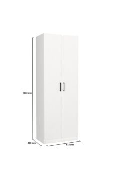 Tuco 2 Kapaklı 5 Raflı Mutfak Dolabı Çok Amaçlı Dolap Kiler Dolabı Beyaz