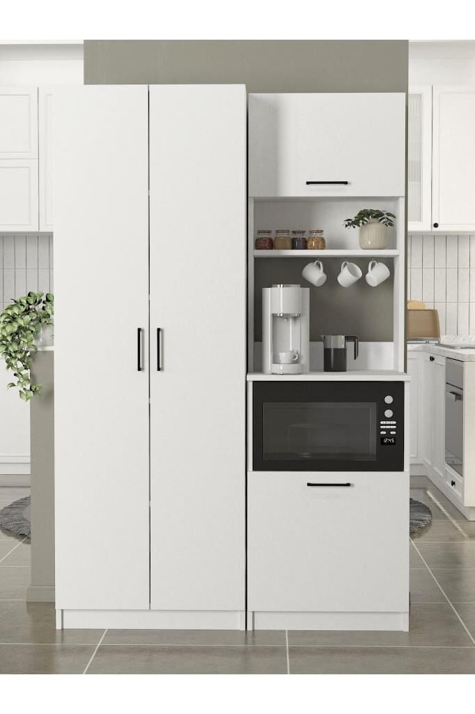 Tuco 1 Kapakli Mutfak Dolabı & Tuco 2 Kapaklı 5 Rafli Çok Amaçlı Dolap Kiler Dolabı Beyaz