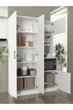 Tuco 1 Kapakli Mutfak Dolabı & Tuco 2 Kapaklı 5 Rafli Çok Amaçlı Dolap Kiler Dolabı Beyaz