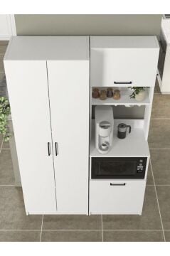 Tuco 1 Kapakli Mutfak Dolabı & Tuco 2 Kapaklı 5 Rafli Çok Amaçlı Dolap Kiler Dolabı Beyaz