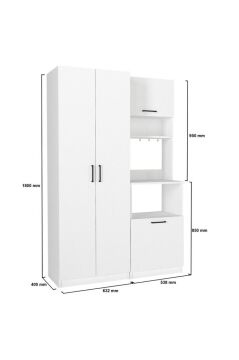 Tuco 1 Kapakli Mutfak Dolabı & Tuco 2 Kapaklı 5 Rafli Çok Amaçlı Dolap Kiler Dolabı Beyaz