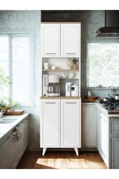 Potter 2 Kapaklı Mutfak Dolabı Kahve Köşesi Çok Amaçlı Dolap Beyaz - Rota 60 Cm