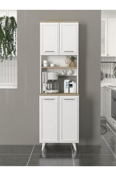 Dorpek Potter 2 Kapaklı Mutfak Dolabı Kahve Köşesi Çok Amaçlı Dolap Beyaz - Rota 60 Cm