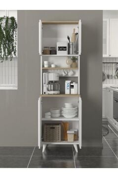 Dorpek Potter 2 Kapaklı Mutfak Dolabı Kahve Köşesi Çok Amaçlı Dolap Beyaz - Rota 60 Cm