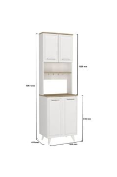 4 Kapaklı Mutfak Dolabı Kahve Köşesi Çok Amaçlı Dolap Beyaz - Rota 60 Cm | Potter