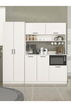 Tuco 3 Kapakli Mutfak Dolabı & Tuco 2 Kapaklı 5 Rafli Çok Amaçlı Dolap Kahve Köşesi Beyaz