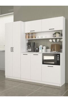 Tuco 3 Kapakli Mutfak Dolabı & Tuco 2 Kapaklı 5 Rafli Çok Amaçlı Dolap Kahve Köşesi Beyaz