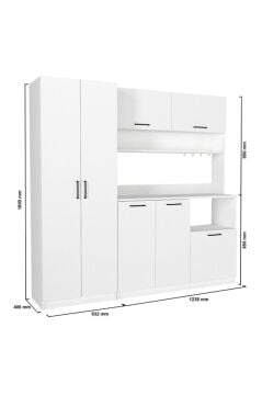 Tuco 3 Kapakli Mutfak Dolabı & Tuco 2 Kapaklı 5 Rafli Çok Amaçlı Dolap Kahve Köşesi Beyaz